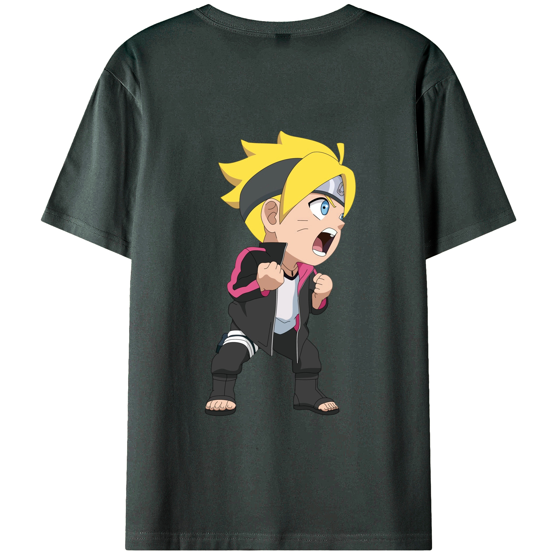（画像用） NARUTO -ナルト- うずまき ボルト Uzumaki Boruto 綿100％ メンズ半袖Tシャツ（バックプリント） 通気性